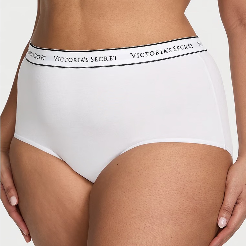 Victoria’s Secret Classic Logo White Hipster Hip Hugger Boyshort Briefs Panties